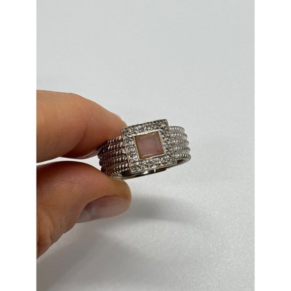 925 STERLING SILVER MORGANITE & GOSHENITE RING SIZE 7 - Picture 7 of 10